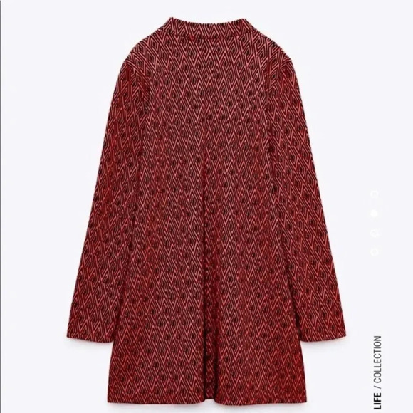 ZARA Jacquard Mock Neck Long Sleeve Dress - Picture 8 of 12